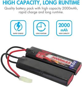 img 1 attached to 🔋 Tenergy 9.6V Airsoft Battery 2000mAh NiMH Nunchuck Battery with Mini Tamiya Connector for M249, M240B, M14, RPK, PKM, L85, AUG, G3 Airsoft Guns (Includes Optional Charger)