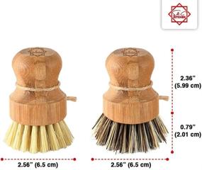 img 3 attached to Bamboo Dish Scrub Brush - S&C Kitchen, Pan/Vegetable/Dishes/Wok Cleanser, Natural Palm & Sisal Bristle Brush with Handle, Kitchen/Bathroom Cleaning Tool, Set of 2