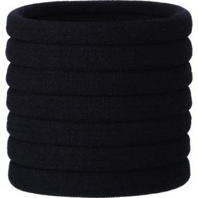 img 4 attached to 20 Large Stretch Hair Ties and Bands for Thick, Heavy, and 💁 Curly Hair - Ideal for Ponytails and Headbands (Black, 5cm Diameter, 1cm Width)