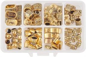 img 4 attached to 🔗 Alloy Tibetan Style Leather Cord End Cap Metal Bead Tube Barrel Loop Clasp - 78 pcs, 8 Styles - Perfect for Earring Bracelet Jewelry DIY Craft Making - Antique Golden - PH PandaHall