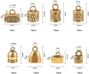 img 3 attached to 🔗 Alloy Tibetan Style Leather Cord End Cap Metal Bead Tube Barrel Loop Clasp - 78 pcs, 8 Styles - Perfect for Earring Bracelet Jewelry DIY Craft Making - Antique Golden - PH PandaHall