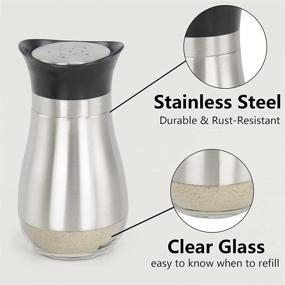 img 2 attached to Premium Stainless Steel and Glass Salt and Pepper Shakers - Set of 2, Refillable Dispensers with Pour Holes for Precise Seasoning - Ideal for Sea Salt, Sugar, Pepper, and Cinnamon