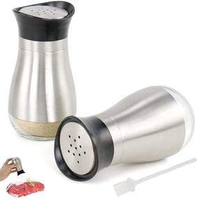 img 4 attached to Premium Stainless Steel and Glass Salt and Pepper Shakers - Set of 2, Refillable Dispensers with Pour Holes for Precise Seasoning - Ideal for Sea Salt, Sugar, Pepper, and Cinnamon