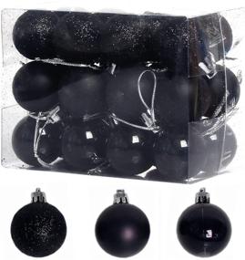 img 4 attached to 🎄 Shatterproof Christmas Ball Ornaments - Set of 24, Frosted Matte and Shiny Design for Xmas Tree Decor, Party Decoration (Black, 1.18" / 30mm)