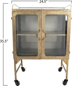 img 2 attached to 🚚 Stylish Gold Cabinets with Locking Caster Wheels & Glass Doors by Creative Co-Op