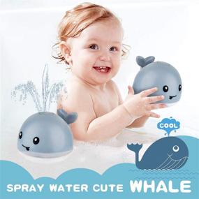 img 2 attached to 🐳 ZHENDUO Baby Bath Toys - Whale Automatic Spray Water Bath Toy with LED Light! Induction Sprinkler Bathtub Shower Toys for Toddlers, Kids, Boys, Girls - Pool Bathroom Toy for Baby (Gray)