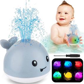 img 4 attached to 🐳 ZHENDUO Baby Bath Toys - Whale Automatic Spray Water Bath Toy with LED Light! Induction Sprinkler Bathtub Shower Toys for Toddlers, Kids, Boys, Girls - Pool Bathroom Toy for Baby (Gray)
