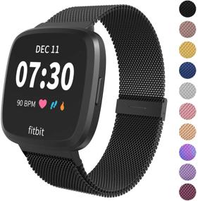 img 4 attached to 🔗 Upgrade Your Fitbit Versa with Limque Magnetic Bands: Adjustable Metal Replacement Wristbands for Women and Men