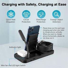 img 1 attached to ⚡️ SERIPY 5-in-1 Wireless Charger with LED, Mini Fan, and Fast Docking - For Airpods, iPhone, and Apple Watch