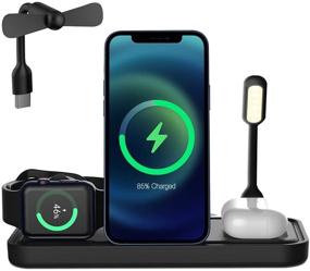 img 4 attached to ⚡️ SERIPY 5-in-1 Wireless Charger with LED, Mini Fan, and Fast Docking - For Airpods, iPhone, and Apple Watch