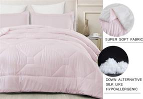 img 3 attached to 🌸 SupraSoft Nebulous Ultra Soft Micromink Sherpa Down Alternative Comforter Set: Luxurious Comfort in Soft Pink, Queen Size