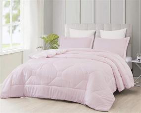 img 1 attached to 🌸 SupraSoft Nebulous Ultra Soft Micromink Sherpa Down Alternative Comforter Set: Luxurious Comfort in Soft Pink, Queen Size