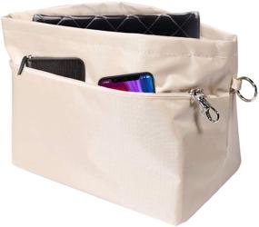 img 4 attached to 👜 MA STRAP Purse Organizer Insert Bag Tote Handbag Inserts with Zipper, 11 Inner Pockets, Sturdy Oxford Fabric Storage Bag for Pocketbooks
