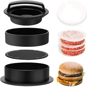 img 4 attached to 🍔 Jackcell 3-in-1 Non Stick Stuffed Burger Press Patty Maker, Includes 100 Wax Papers - Perfect Cookery Mold Tool for BBQ Grilling Hamburgers, Beef Patties, and Sliders