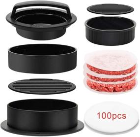 img 3 attached to 🍔 Jackcell 3-in-1 Non Stick Stuffed Burger Press Patty Maker, Includes 100 Wax Papers - Perfect Cookery Mold Tool for BBQ Grilling Hamburgers, Beef Patties, and Sliders