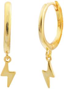 img 1 attached to 💫 Dangle Hoop Earrings - Gintan 18K Gold Plated Star, Lightning, and Cross Drop Hoop Earrings for Women. Hypoallergenic Huggie Hoop Earrings with Small Cuff Design - Minimalist Jewelry