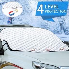 img 3 attached to 🚗 Cosyzone Car Windshield Snow Cover - 4-Layer Protection with Embedded Magnets - Ultimate Car Windshield Protector for Cars, Trucks, Vans, and SUVs - No More Scraping with a Brush or Shovel (79" x 51")
