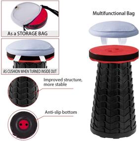 img 3 attached to 🪑 Comfortable and Versatile Portable Folding Stool with Cushion - Ideal for Camping, Garden, and Outdoor Activities. Load Capacity: 400 lbs. (Red)