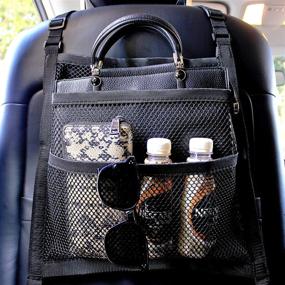 img 1 attached to 🚗 2021 Latest Car Mesh Organizer: Larger Size Car Net Pocket Handbag Holder, 15‘’ x 15‘’ Super Large with 3-Layer Space for Car Truck SUV Van, Convenient Cargo Tissue Purse Holder, Driver Storage Netting Pouch