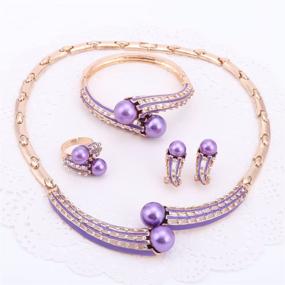 img 2 attached to 💍 WANG Fashion Simulated Pearl Jewelry Set: Elegant Necklace, Earrings, Bangle, Ring & Crystal Accents for Wedding & Bridal Styling