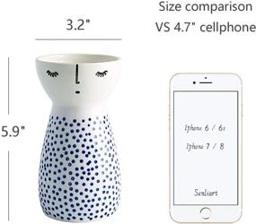 img 3 attached to 🏺 Senliart Polka Dot White Ceramic Vase, Small Flower Vases for Home Decoration, 5.9 X 3.2 inches