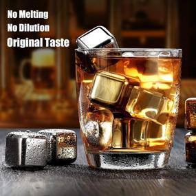 img 3 attached to 🥃 DERGUAM Fast-cooling Stainless Steel Ice Cubes - 8 Packs of Whiskey Stones with Nonslip Ice Tong &amp; Freezer Storage Tray, Ideal for Whiskey, Wine, Beer, Juice, or Soda