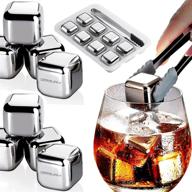 🥃 derguam fast-cooling stainless steel ice cubes - 8 packs of whiskey stones with nonslip ice tong &amp; freezer storage tray, ideal for whiskey, wine, beer, juice, or soda logo