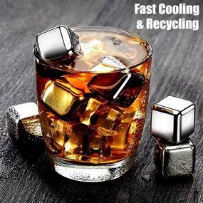 img 2 attached to 🥃 DERGUAM Fast-cooling Stainless Steel Ice Cubes - 8 Packs of Whiskey Stones with Nonslip Ice Tong &amp; Freezer Storage Tray, Ideal for Whiskey, Wine, Beer, Juice, or Soda