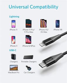 img 2 attached to Кабель Anker Powerline+ II USB C к Lightning [6 футов сертифицирован MFi] - Плетеный нейлоновый кабель для iPhone 13, iPhone 13 Pro, iPhone 12 Pro Max, iPhone 12, iPhone 11, iPhone X, XS, XR, iPhone 8 Plus - Поддерживает передачу энергии - Черный