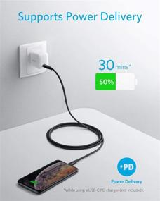 img 3 attached to Кабель Anker Powerline+ II USB C к Lightning [6 футов сертифицирован MFi] - Плетеный нейлоновый кабель для iPhone 13, iPhone 13 Pro, iPhone 12 Pro Max, iPhone 12, iPhone 11, iPhone X, XS, XR, iPhone 8 Plus - Поддерживает передачу энергии - Черный