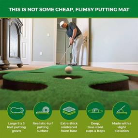 img 2 attached to 🏌️ Premium Indoor Putting Green - Ultimate Golf Putting Mat for Home & Office. Wide 9'x3' with a Smooth, Realistic Surface. Enhance Your Short Game & Enjoy Endless Fun with this Putting Aid