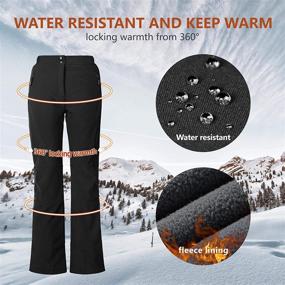 img 1 attached to ❄️ Outdoor Ventures Women's Sleek Waterproof Softshell Fleece Lined Ski Snow Insulated High Rise Hiking Pants with Bottom Zipper: Stay Dry, Warm & Stylish on Outdoor Adventures!