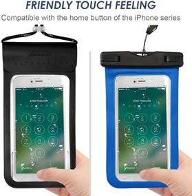 img 2 attached to 📱 Waterproof Phone Pouch: Universal Underwater Dry Bag for iPhone XR XS X 8 7 6S Plus, Samsung S10e S9 S8 Note 9 8 6, Pixel 2 3 XL, HTC, LG - 2 Pack (Black+Blue)