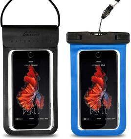 img 4 attached to 📱 Waterproof Phone Pouch: Universal Underwater Dry Bag for iPhone XR XS X 8 7 6S Plus, Samsung S10e S9 S8 Note 9 8 6, Pixel 2 3 XL, HTC, LG - 2 Pack (Black+Blue)