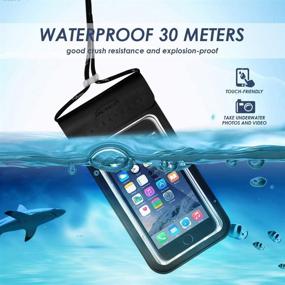 img 3 attached to 📱 Waterproof Phone Pouch: Universal Underwater Dry Bag for iPhone XR XS X 8 7 6S Plus, Samsung S10e S9 S8 Note 9 8 6, Pixel 2 3 XL, HTC, LG - 2 Pack (Black+Blue)