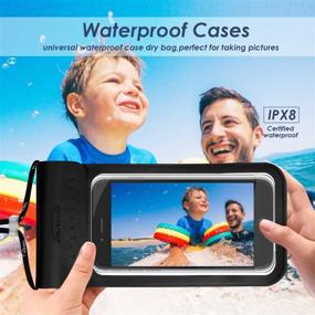 img 1 attached to 📱 Waterproof Phone Pouch: Universal Underwater Dry Bag for iPhone XR XS X 8 7 6S Plus, Samsung S10e S9 S8 Note 9 8 6, Pixel 2 3 XL, HTC, LG - 2 Pack (Black+Blue)