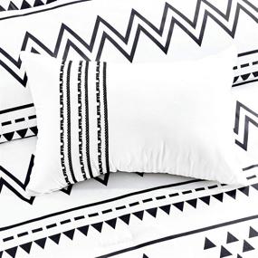 img 1 attached to 🛏️ Linen Mart Aztec Comforter Sets: Queen Size Luxury Microfiber Bedding in Boho Black and White - 6 Piece Set