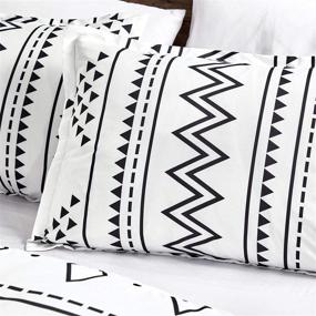 img 2 attached to 🛏️ Linen Mart Aztec Comforter Sets: Queen Size Luxury Microfiber Bedding in Boho Black and White - 6 Piece Set