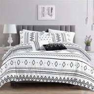 🛏️ linen mart aztec comforter sets: queen size luxury microfiber bedding in boho black and white - 6 piece set logo