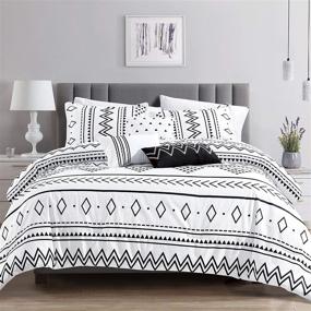 img 4 attached to 🛏️ Linen Mart Aztec Comforter Sets: Queen Size Luxury Microfiber Bedding in Boho Black and White - 6 Piece Set