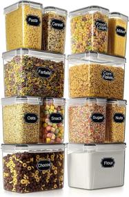 img 4 attached to 🍱 Airtight Food Storage Container Set - Wildone Cereal & Dry Food Storage Containers, 12-Pack, Leakproof & BPA-Free, Includes 20 Labels & 1 Chalk Marker