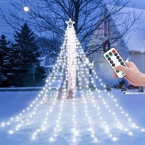 img 4 attached to 🎄 Decute Outdoor Christmas String Lights - 8 Modes, Timer, and Remote Control - Waterproof 320 LED Star Lights for Yard Garden Backyard Wedding Holiday Decor - Cool White