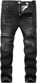 img 4 attached to FREDD MARSHALL Boy's Skinny Black 👖 Ripped Jeans: Distressed & Stretchy Slim Fit