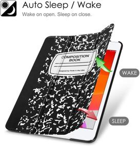 img 2 attached to Fintie iPad Case 10.2 Inch - Lightweight Slim Shell Cover with Auto Wake/Sleep - Composition Book Black