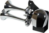 гудки kleinn air horns hogkit-1: мощная система прямого привода с разноцветным дизайном в серебре и черном цвете, 14 дюймов логотип