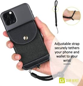 img 1 attached to 📱 RFID Protected Cell Phone Wallet with Wrist Strap - Stick On Credit Card and ID Holder for iPhone, Galaxy, and Most Smartphones and Cases
