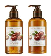 🌿 revitalize and repair damaged hair with nature republic argan essential deep care shampoo & conditioner value set – ideal for both men and women logo