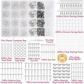 img 3 attached to Hypoallergenic Earring Hooks Kit for Jewelry Making - Cludoo 2393Pcs Earring Making Supplies with Jump Rings, Hooks Posts Backs, and Tools for Jewelry Repair - All-in-One Jewelry Making and Repair Supplies