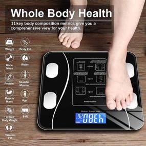 img 3 attached to High-Quality Bluetooth USB Charging Scale for Weight Loss with Tape Measure, Syncs 11 Data Points to Fitness Apps, Supports up to 400 lbs - Black