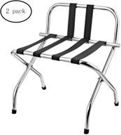 🧳 folding chrome stainless steel luggage rack with back 2-pack - amenities depot logo